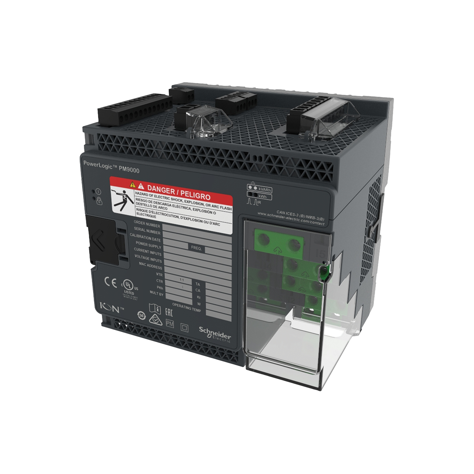 PowerLogic™ ION9000 Enerji Kalite Analizörü, DIN Raya Montaj, Ekransız, HW Kit
