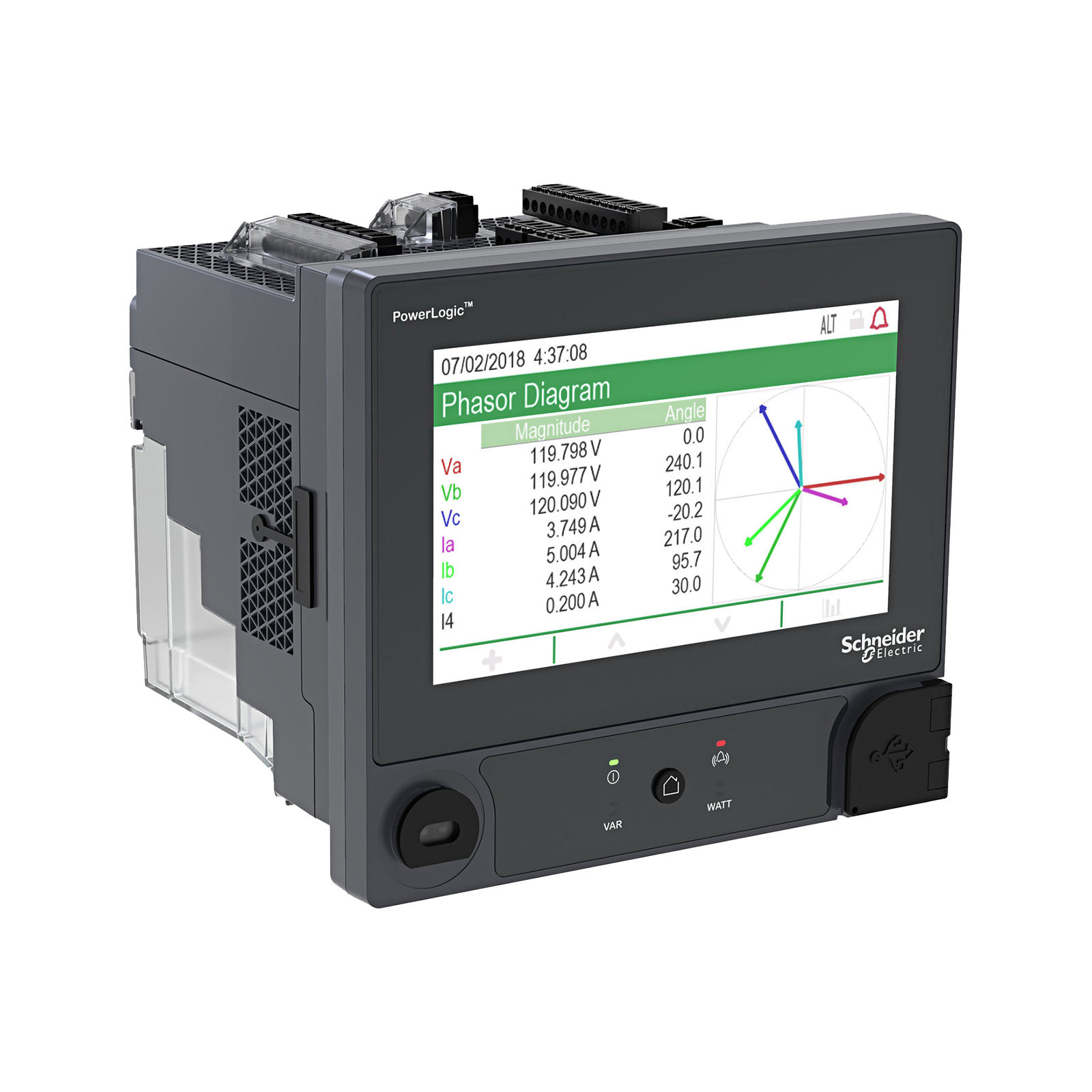 PowerLogic™ ION9000 Enerji Kalite Analizörü, DIN Raya Montaj, Low Voltage Input Current, 192 mm Display, B2B Adaptörü, HW Kit
